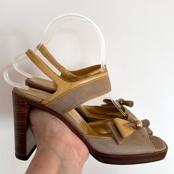 Louis Vuitton LV Vintage Slingback Heels Butter Yellow and tan Size EU 37.5 - Picture 6 of 11